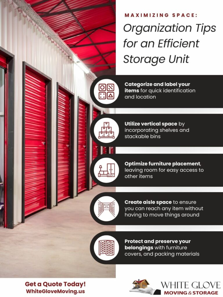 Efficiency Storage Unit Organization Tips infographic