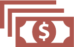 Red US Dollar Bill Icon.