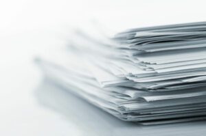 A stack of documents.